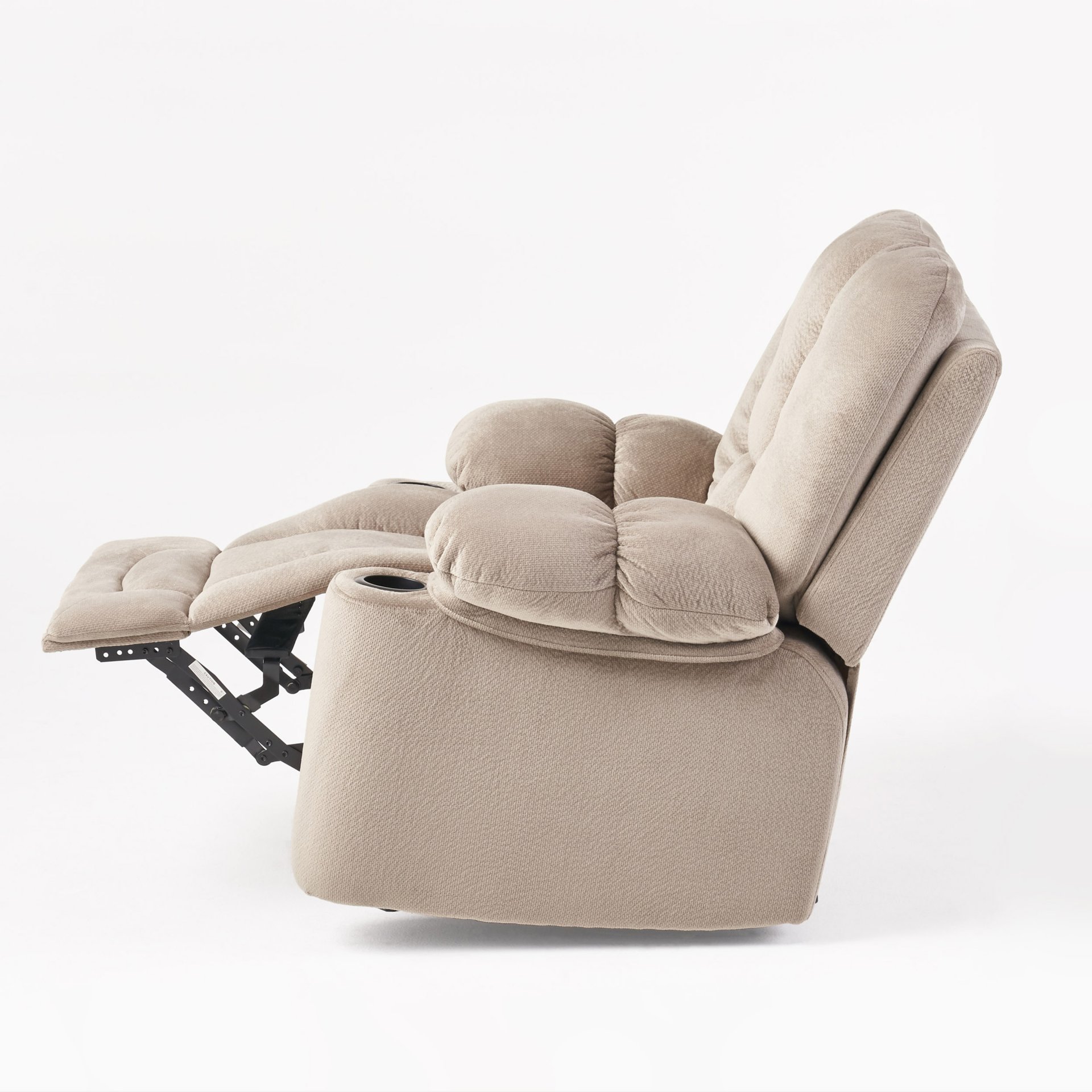 Luxurious Manual Recliner Chair, Skin-Friendly, Dual Cup Holders - Coffee - Image 6