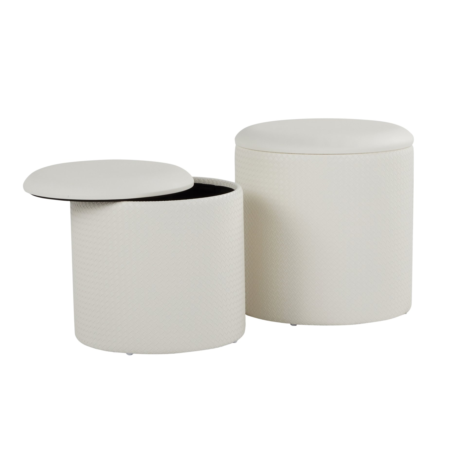 Maverick - Contemporary Nesting Ottoman Set With - Cream - Image 3