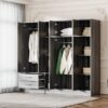 6 Door Wardrobe With Shelves And Drawers - Gray - Image 12