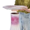 Birdbath For Patio, Garden - White / Pink - Image 5