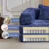 Convertible Floor Sofa Bed With Fixed Shape Frame For Living Room - Dark Blue - Image 6