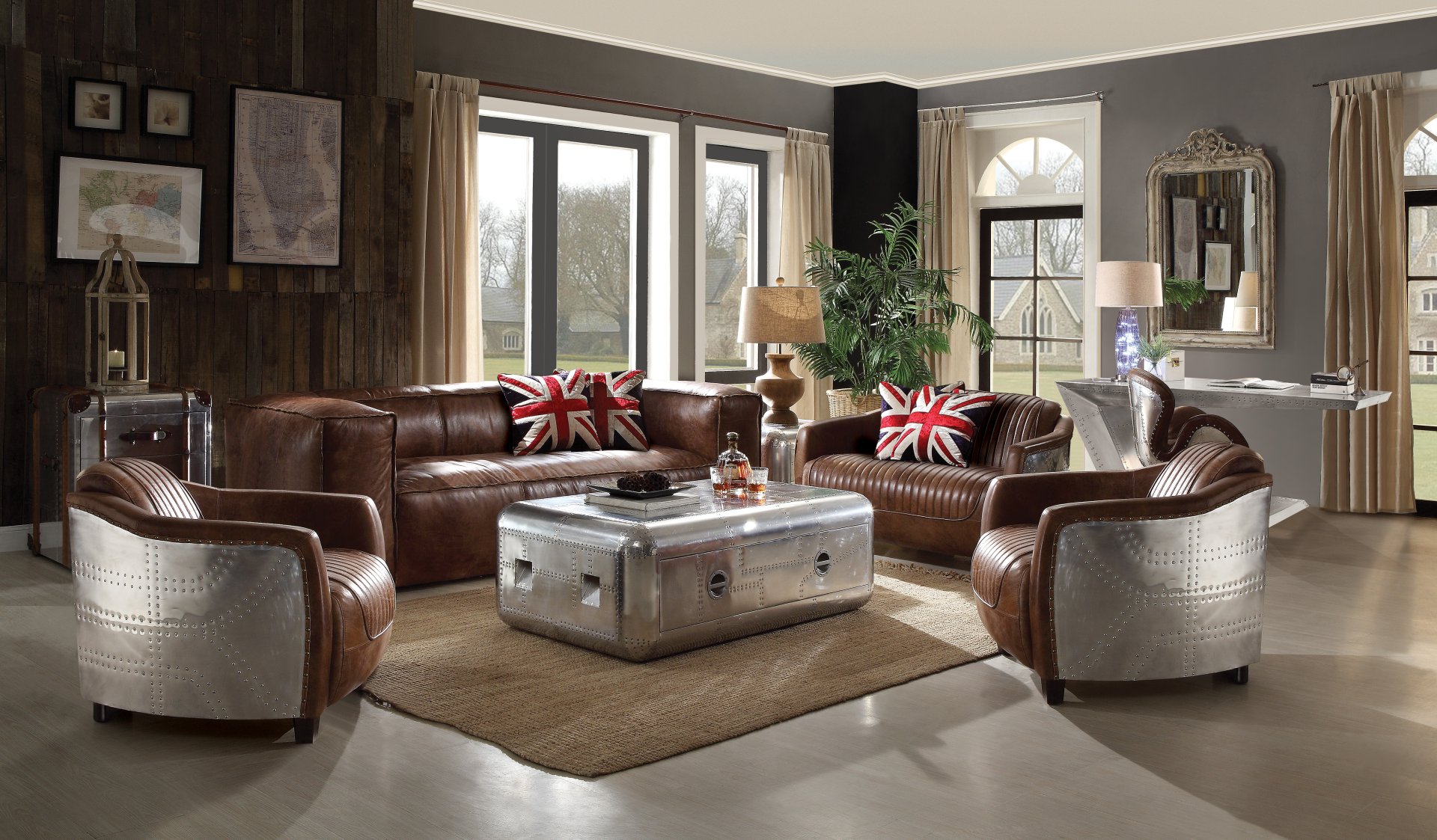Brancaster - Grain Leather Sofa - Brown - Image 6