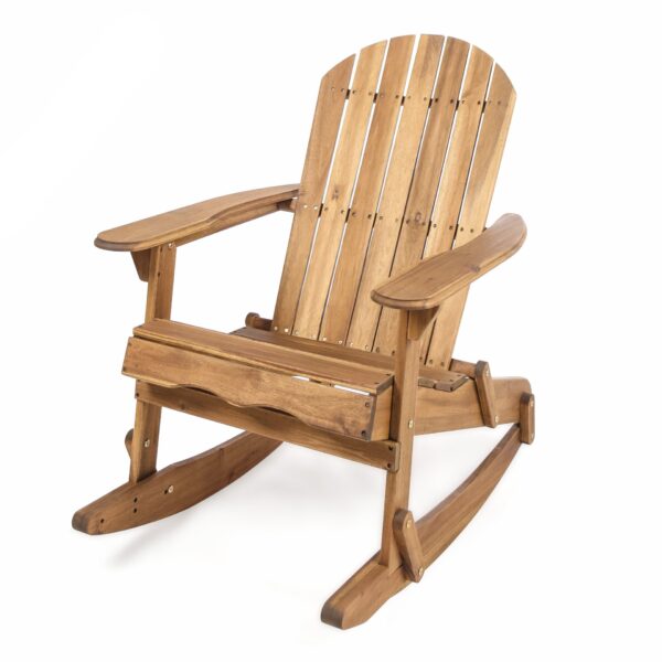 Outdoor Adirondack Rocking Chair With Hand Crafted Details - Natural