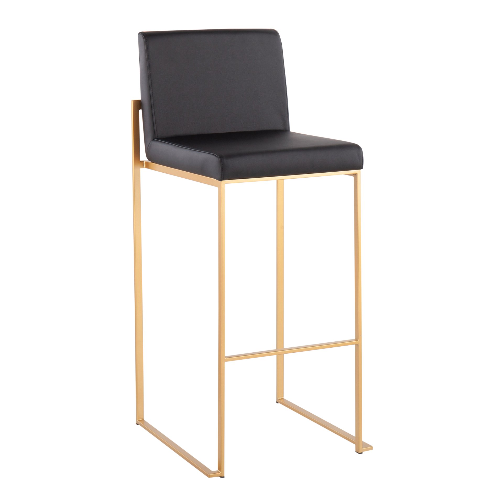 Fuji - Contemporary High Back Barstool (Set of 2) - Black / Gold - Image 2
