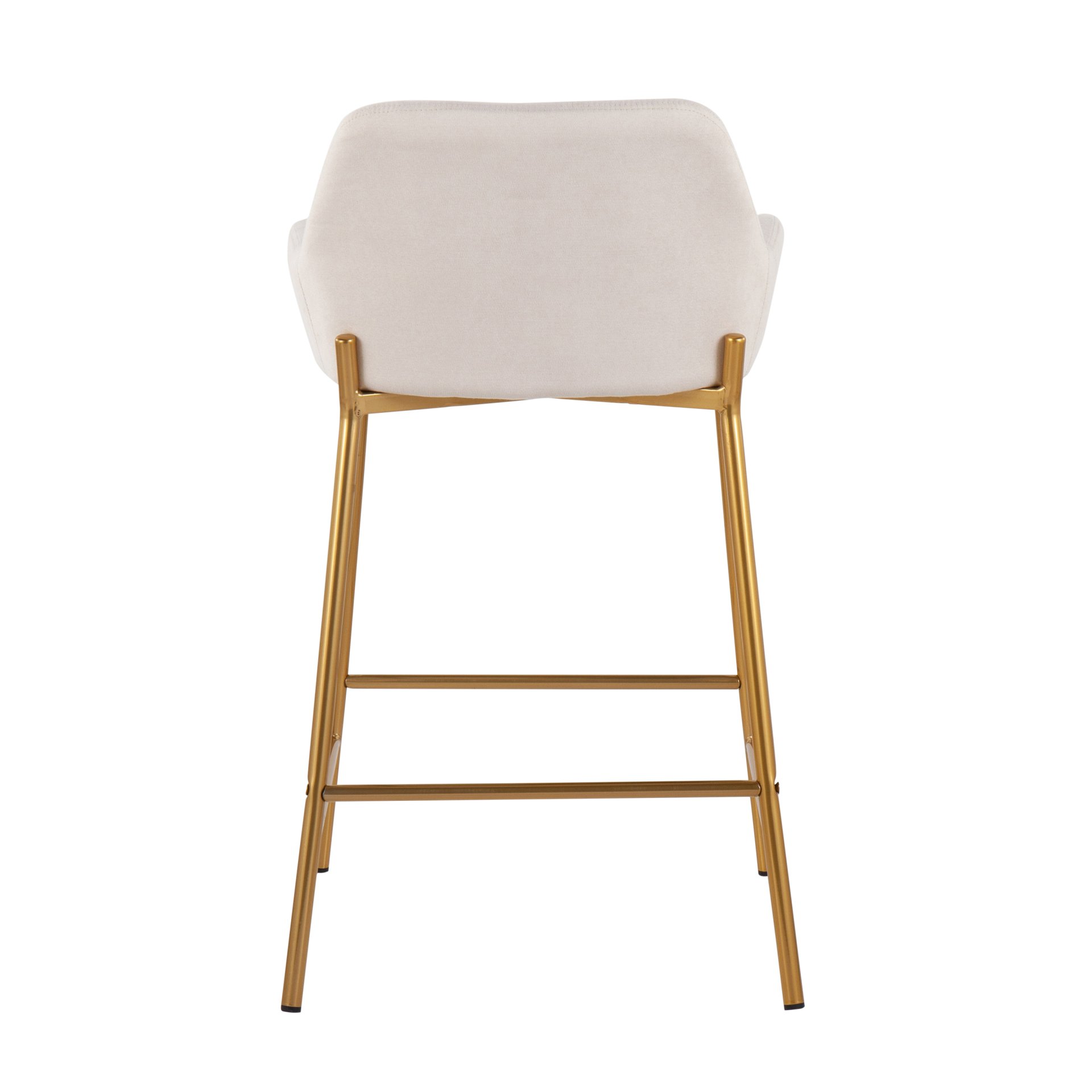 Daniella - Contemporary / Glam Fixed Height Counter Stool (Set of 2) - Gold / Cream - Image 5
