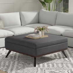 Owen - Extra Large Square Coffee Table Storage Ottoman - Gray