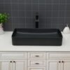Rectangular Bathroom Vessel Sink With Design - Black - Image 2