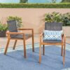 Dining Chair With Frame And Mesh Seating (Set of 2) - Teak - Image 5
