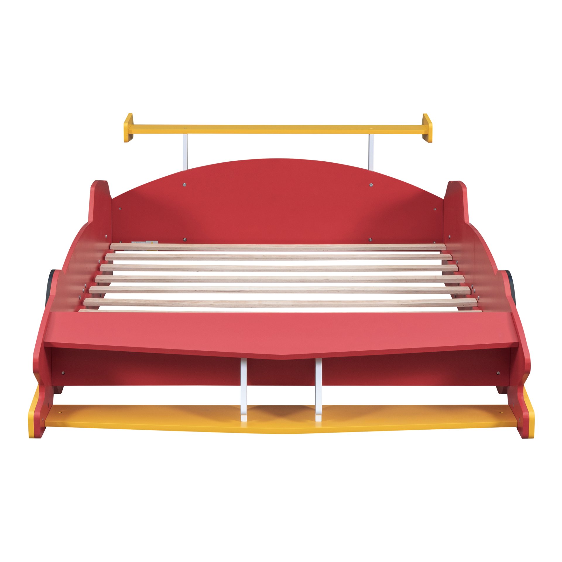 Full Size Race Car Shaped Platform Bed With Wheels - Red - Image 9