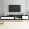 Modern, Minimalist Rectangle Extendable TV Stand, TV Cabinet With 2 Drawers And 1 Cabinet For Living Room, Up To 100" - Black - Image 2