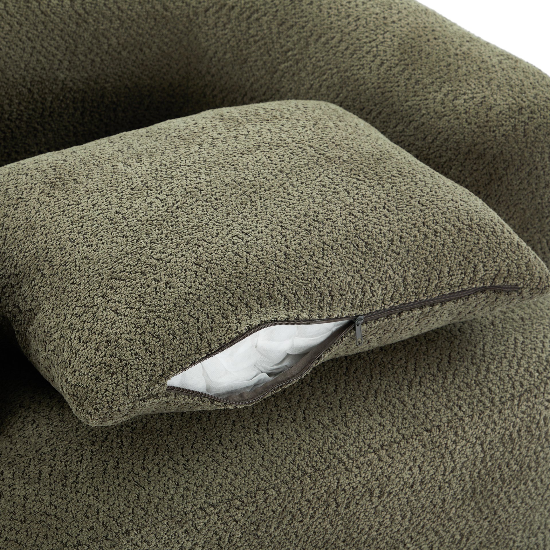 360° Swivel Chair, Chenille Upholstered Barrel Sofa Chair With Throw Pillow, For Living Room, Office - Green - Image 20