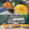 Pizza Oven Outdoor 12" Automatic Rotatable Pizza Ovens Portable Stainless Steel Wood Fired Pizza Oven Pizza Maker With Built-In Thermometer Pizza Cutter Carry Bag - Silver - Image 16