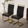 Dining Chairs (Set of 4), Side Dining Room Chairs With Golden Legs, Kitchen Chairs With Padded Seat High Back For Dining, Kitchen, Living Room - Black - Image 9