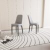 Modern (Set of 2) Dining Chairs With High Quality And Cushions Metal Legs - Gray - Image 8