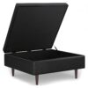Shay - Mid Century Large Square Coffee Table Storage Ottoman - Distressed Black - Image 3