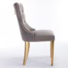 Nikki - Modern, High-End Tufted Solid Wood Contemporary Velvet Upholstered Dining Chair With Golden Stainless Steel Plating Legs, Nailhead Trim (Set of 2) - Gray / Gold - Image 5