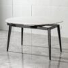 Modern Extendable Round Dining Table With Sintered Stone Top - White / Black - Image 2