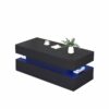 High Quality Foldable 3 Tier Coffee Table With Drawers And LED Light - Black - Image 4