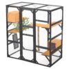 Outdoor Cat House, Diy Cat Enclosure With Double Enter Doors - Black Brown - Image 9
