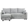 Pull Out Sleeper Sofa L-Shaped Couch Convertible Sofa Bed With Storage Chaise, Storage Racks And USB Ports - Light Gray - Image 10