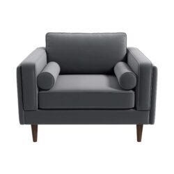 Amber - Velvet Lounge Chair - Brown / Gray