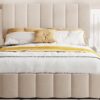 Full Size Upholstered Platform Bed With A Hydraulic Storage System - Beige - Image 12