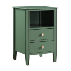 Winston - 2 Drawer Storage Nightstand With Knobs And Fluted Tapered Legs - Antique Green