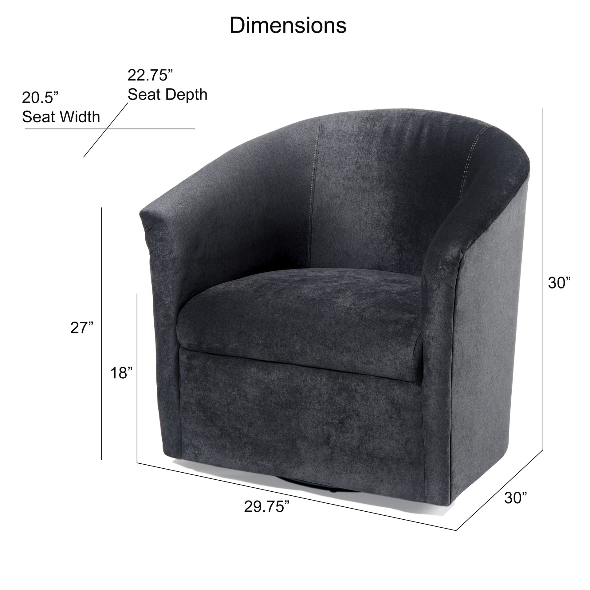 Eden - Swivel Chair With Microfiber Upholstery And Solid Hardwood Frame - Charcoal Gray - Image 3
