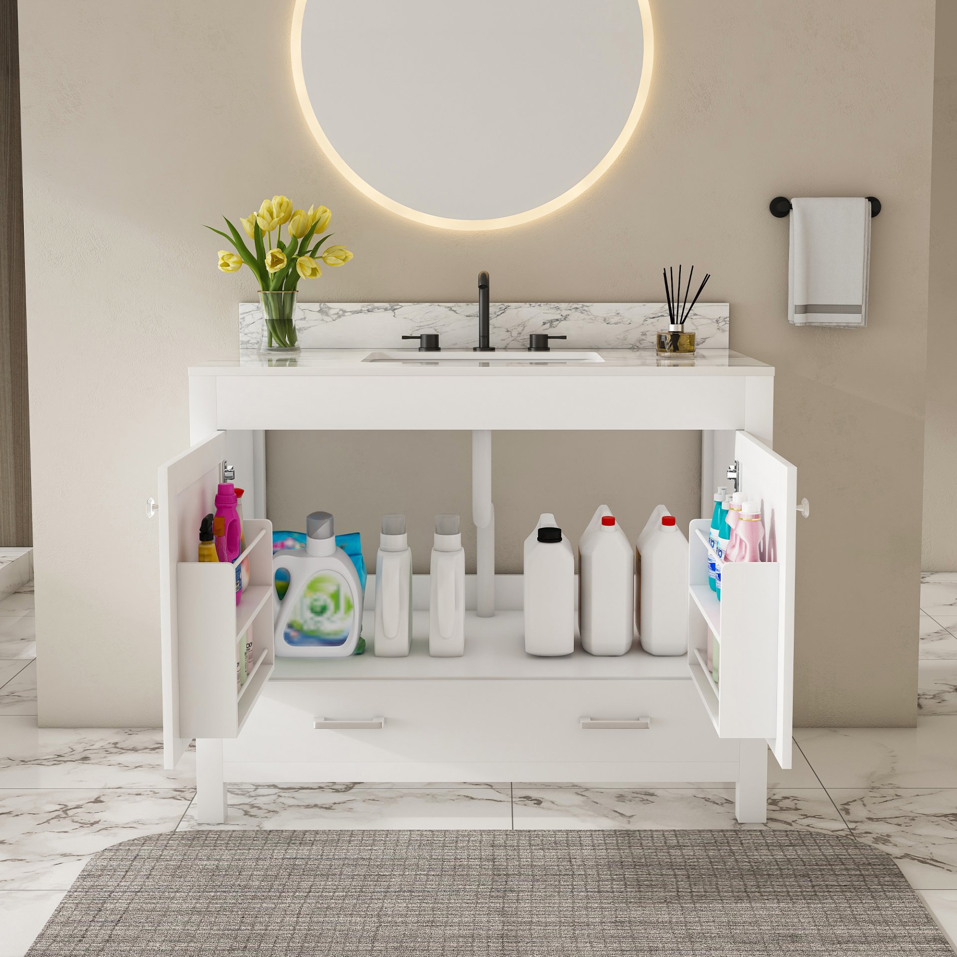 43" Bathroom Vanity Multi Functional Cabinet - White - Image 10
