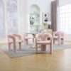Contemporary Designed Velvet Upholstered Accent / Dining Chair With Armrests - Pink - Image 13