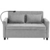Loveseat Sofa Pull Out Sofa Bed Sleeper Sofa With A Reversible Backrest Cushion, Side Pockets, 2 USB Ports And A Phone Holder For Living Room - Gray - Image 14