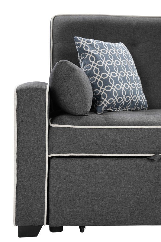 Austin - Modern Sleeper Sofa With 2 USB Charging Ports And 4 Accent Pillows - Gray - Image 7