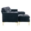 Elegant Velvet L - Shape Convertible Sectional Sofa With Movable Ottoman - Black - Image 17