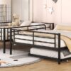 Full Long Over Queen Metal Bunk Bed With Trundle - Black - Image 21