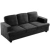 Modern Sofa, Comfortable 3 Seater Couch With Deep Seating And High Density Foam, Loose Back Cushions, Wide Arms - Black - Image 2