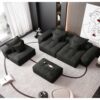 Modern Oversized Modular Sectional Sofa, Sparkling Fabric Soft Cushion Sofa With 6 Pillows, 6 Pieces Diy Combination Tufted Sofa, No Assembly Required - Black - Image 7