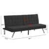 Modern Sofa Bed With Wood Frame And Stainless Leg - Black - Image 3