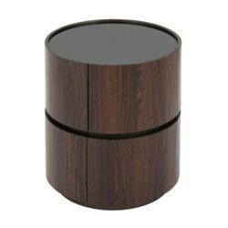 Elegant Italian High Grade Double Layer Storage Round Side Table - Brown / Black