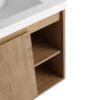 Modern 48" Wall Mounted Bathroom Vanity With Double Resin Sink And Storage Rack Soft Close Doors - Imitative Oak - Image 16