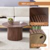 Modern Circular Coffee Table Material Color Cylindrical Design - Walnut - Image 6