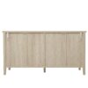 4 Door Sideboard, Carved Sideboard Buffet Cabinet With Storage, Modern Coffee Bar Cabinet With Adjustable Shelf For Living Room, Dining Room, Kitchen - Natural - Image 9