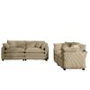 Modern Fabric Living Room Sofa Set, (Set of 2) Recliner Sofas Corduroy Upholstery - Tan - Image 16