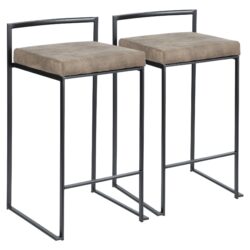 Fuji - Contemporary Stackable Counter Stool (Set of 2) - Brown / Black