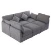 Sectional Sofa Modular Sofa U - Shaped Sofa Couch Sofa Bed L - Shaped Sofa With A Movable Ottoman And Two USB Ports For Living Room - Gray - Image 14