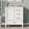 Bathroom Vanity, Modern Bathroom Cabinet With Sink Combo Set, Bathroom Storage Cabinet With A Soft Closing Door And 3 Drawers, Solid Wood Frame, Resin Basin - White - Image 2