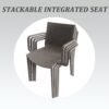 4 Piece Stackable Single Chairs With Vertical Stripe Design For All Weather - Warm Gray - Image 16