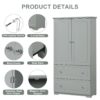 Wide Bathroom Storage Cabinet, Freestanding Storage Cabinet With Two Drawers And Adjustable Shelf, MDF Board With Painted Finish - Gray - Image 4