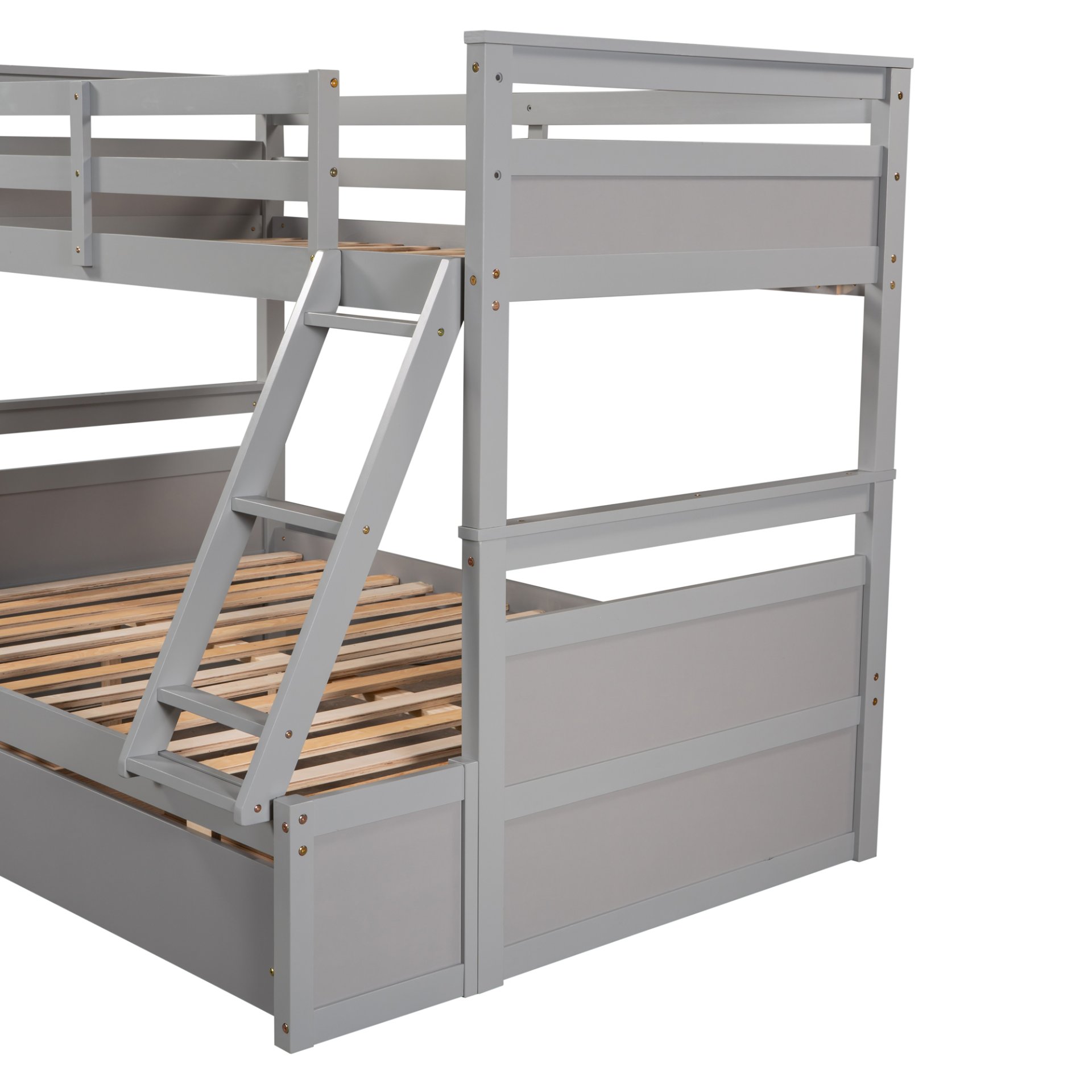 Twin Over Full Bunk Bed With Storage - Gray - Image 7
