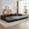 Convertible Floor Sofa Bed With Fixed Shape Frame, Boneless Modular Sectional Sofa, For Living Room - Black - Image 13