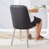 Modern Dining Chairs (Set of 4) With Backrest And Silver Metal Legs For Home And Office - Black - Image 9